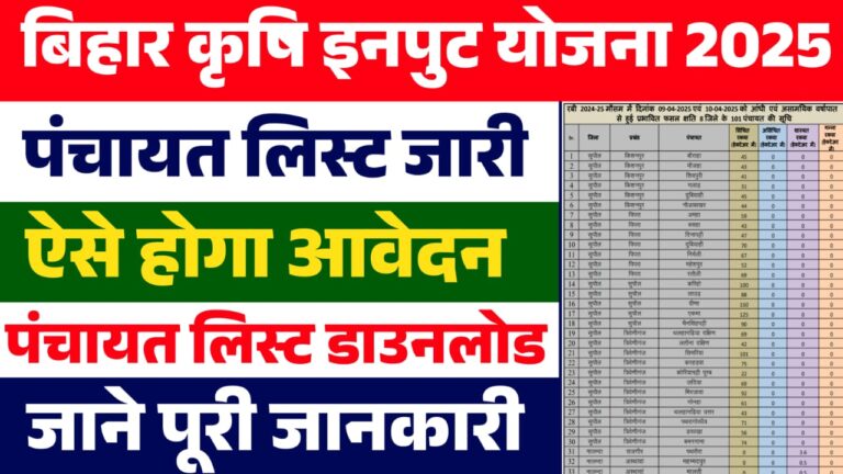 Bihar Krishi Input Anudan Panchayat List 2025