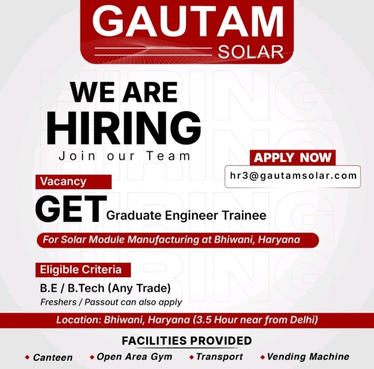 Gautam Solar Pvt Ltd GET Post Recruitment 2025
