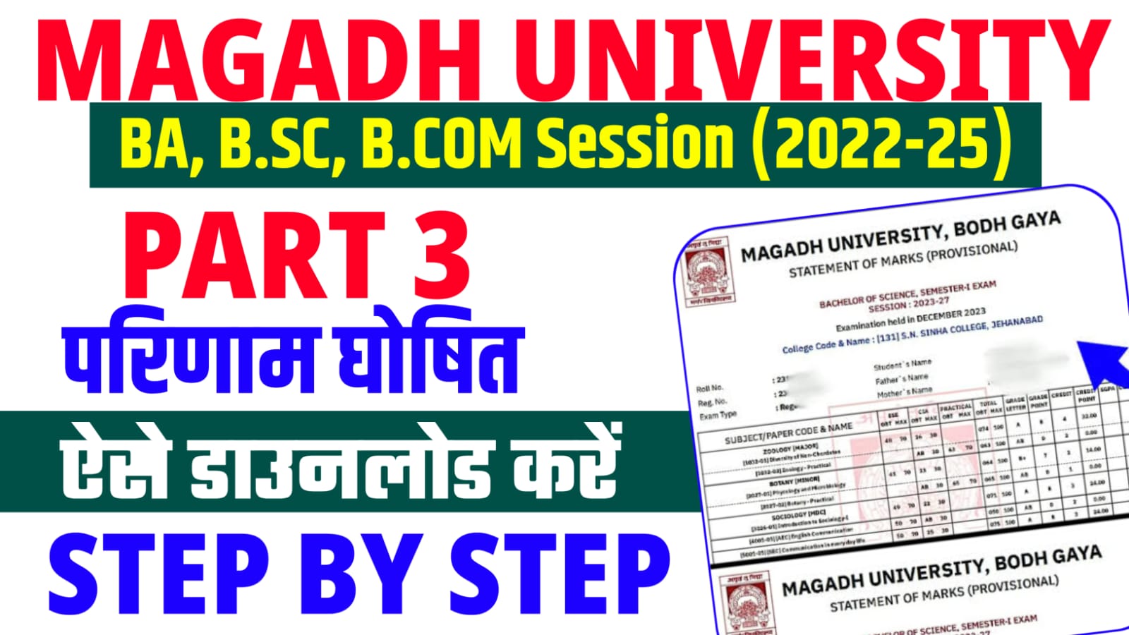 Magadh University Part 3 Result 2022-25