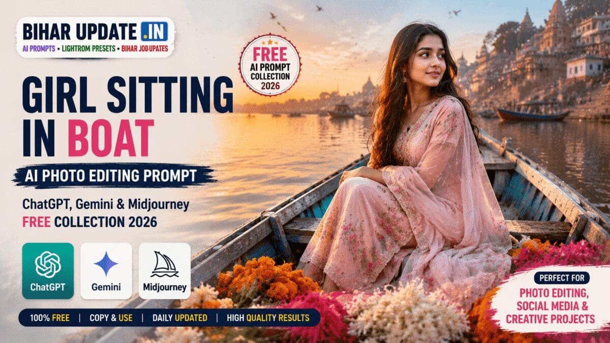 bihar update in girl sitting in boat ai editing prompt 